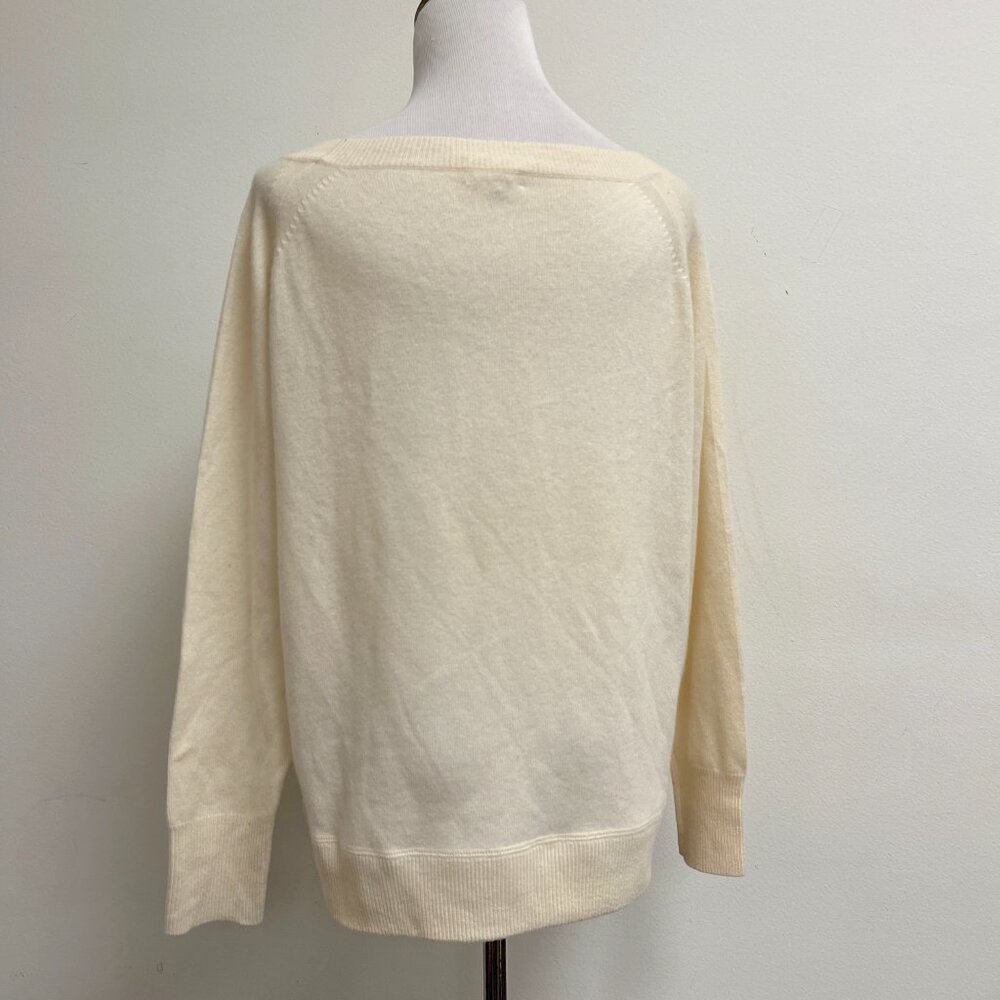 J Crew cream cashmere sweater sweatshirt S oversized scoop neck - Picture 6 of 9
